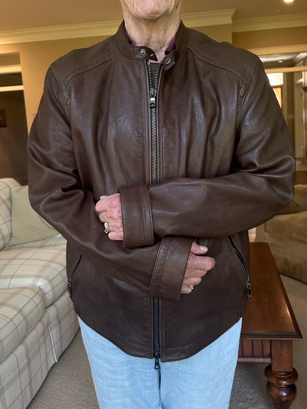 Coach Brown Leather Zip Jacket